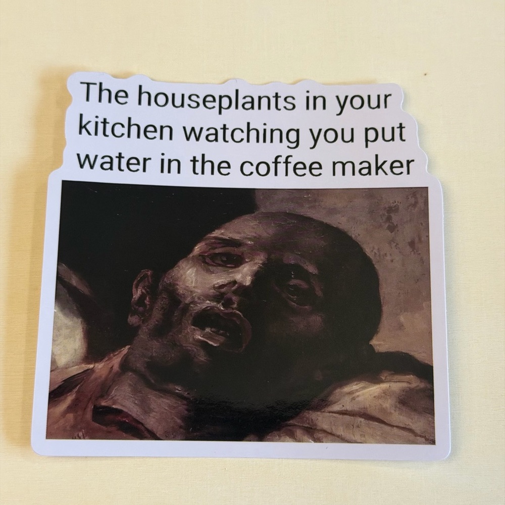 TWO Renaissance Art Meme Houseplant Coffee Stickers - Classical Painting Sticker